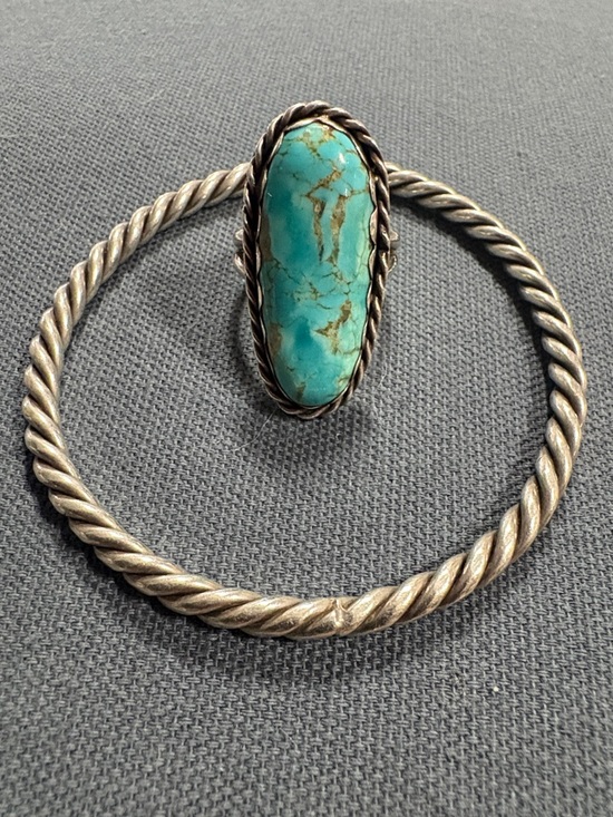 Native American Jewelry - 1970’s Native American Turquoise signed sterling silver ring and bracelet